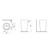 Volně stojící umyvadlo Laufen Ilbagnoalessi 53x53 cm otvor pro baterii uprostřed H8119724001041. technický nákres&nbsp;