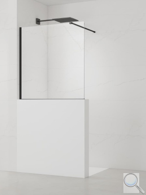 Sprchová zástěna SAT Walk-in 90x100 cm na sníženou příčku černá SATBWIS90PRC. obr. 1