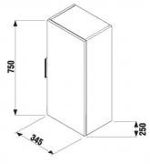 Koupelnová skříňka nízká Jika Cube 34,5x25x75 cm dub tmavý H4537111763021 (Technický nákres)