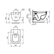 WC závěsné Ideal Standard Tesi zadní odpad T007801. Technický nákres 