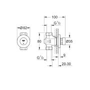 Samouzavírací nástěnný ventil Grohe EUROECO COSMOPOLITAN T, chrom 36268000. Technický nákres 