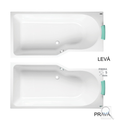 Asymetrická vana Laguna Beáta Plus 160x80 cm akrylát.