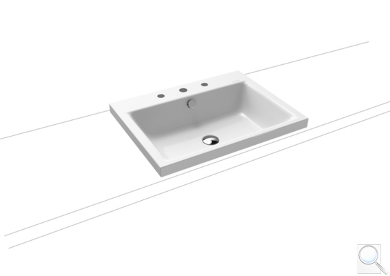 Umyvadlo na desku Kaldewei Puro 3154 60x46 cm alpská bílá tři otvory pro baterii 900406033001. obr. 1