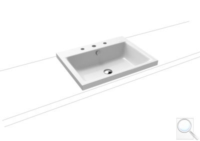 Umyvadlo na desku Kaldewei Puro 3154 60x46 cm alpská bílá tři otvory pro baterii 900406033001. obr. 1
