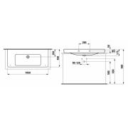 Umyvadlo Laufen Pro S 105x46 cm bez otvoru pro baterii H8169664001091. technický nákres&nbsp;