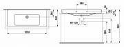 Umyvadlo Laufen Pro S 105x46 cm bez otvoru pro baterii H8169664001091 (technický nákres)