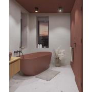 Volně stojící vana SAT Aula 160x78,7 cm litý mramor levá i pravá růžová SATAULA1600P. &nbsp;(6)