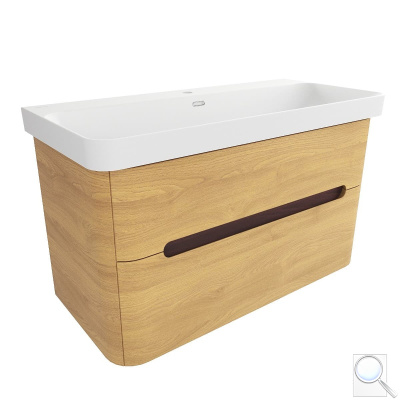 Koupelnová skříňka s umyvadlem SAT Fusion 97,5x53x45 cm dub medový mat SATFUSION2100DMMW. obr. 1