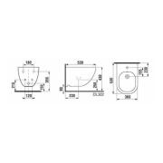 Bidet Jika Mio závěsný, vnitřní přívod H8317121003021. technický nákres 