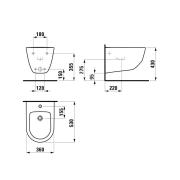 Bidet Laufen Pro závěsný, vnitřní přívod H8309520003021. Technický nákres 