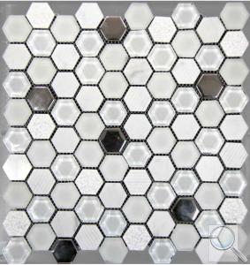 Mozaika Mosavit Hexagono blanco bílá