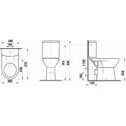 WC kombi, pouze mísa Jika Deep zadní odpad H8236180000001. Technický nákres 3 