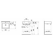 Umyvadlo Laufen Living City 50x46 cm otvor pro baterii uprostřed H8174310001041. Technický nákres 