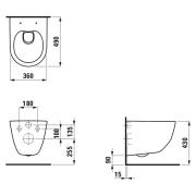 WC závěsné Laufen Pro zadní odpad H8209650000001. Technický nákres&nbsp;