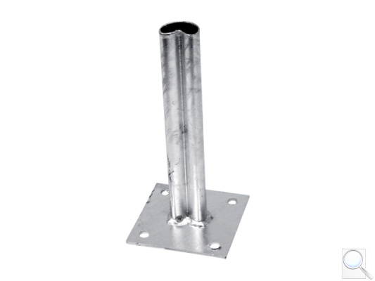 Platle k montáži sloupku na betonový základ pro sloupky PILCLIP®, průměr 48 mm, s prolisem, Zn. 