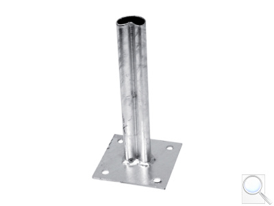 Platle k montáži sloupku na betonový základ pro sloupky PILCLIP®, průměr 48 mm, s prolisem, Zn. 