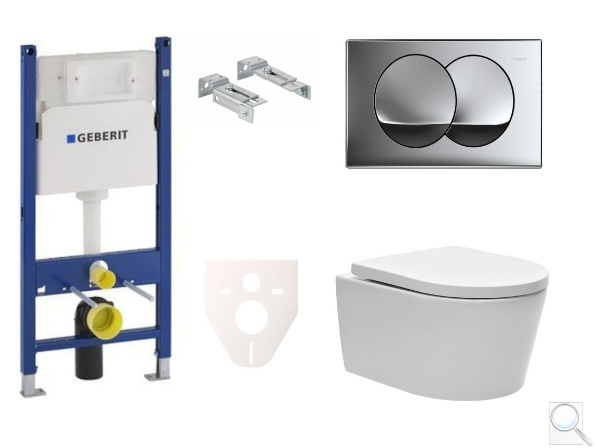 Závěsný WC set Geberit do lehkých stěn / předstěnová montáž+ WC SAT Brevis SIKOGES7W71S. obr. 1
