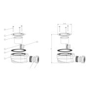 Sprchová vanička čtvrtkruhová SAT Limcc litý mramor. Technický nákres 1&nbsp;