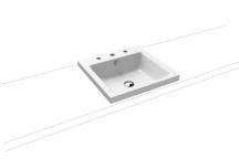 Umyvadlo na desku Kaldewei Puro 3153 46x46 cm alpská bílá tři otvory pro baterii 900306033001