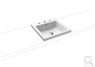 Umyvadlo na desku Kaldewei Puro 3153 46x46 cm alpská bílá tři otvory pro baterii 900306033001. obr. 1