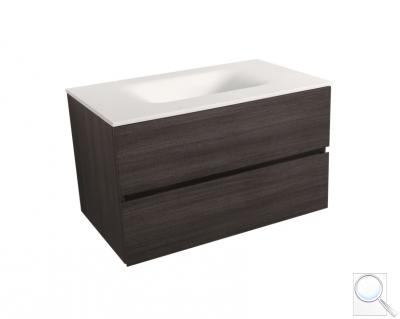 Koupelnová skříňka s umyvadlem bílá mat Naturel Verona 66x51,2x52,5 cm tmavé dřevo VERONA66BMTD 