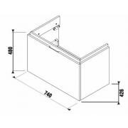 Koupelnová skříňka pod umyvadlo Jika Cubito 74x42,6x48 cm bílá, dub (Technický nákres)
