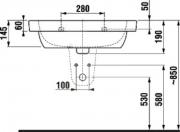 Umyvadlo Jika Deep 65x48 cm otvor pro baterii uprostřed H8126140001041 (Technický nákres 2)