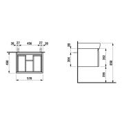 Koupelnová skříňka pod umyvadlo Laufen Pro 57x45x39 cm wenge H4830420954231. Technický nákres