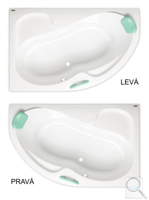 Asymetrická vana Laguna Fortuna Plus akrylát levá nebo pravá. 