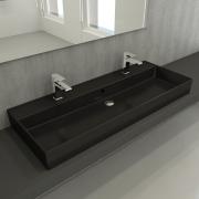 Umyvadlo SAT Infinitio 121,4x46,9 cm černá mat dva otvory pro baterii SATINF12046BKM. obr. 7