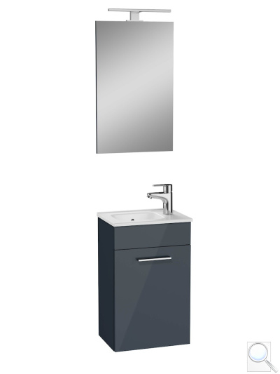 Koupelnová sestava s umyvadlem zrcadlem a osvětlením Vitra Mia 39x61x28 cm antracit lesk MIASET40A. obr. 1