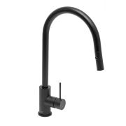 Dřezová baterie SAT Aurum s vytahovací sprškou, 2 proudy černá matná SATBAUR286C. &nbsp;(8)