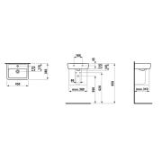Umývátko Laufen Pro 45x34 cm bez otvoru pro baterii H8119510001091. Technický nákres