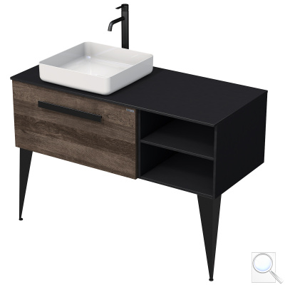 Koupelnová skříňka pod umyvadlo Naturel Luxe 110x36x50 cm černá břidlice/dřevo lesk LUXE110LCDLBU32. obr. 1