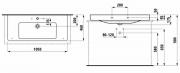 Umyvadlo Laufen Pro S 105x46 cm otvor pro baterii uprostřed H8169660001041 (technický nákres)