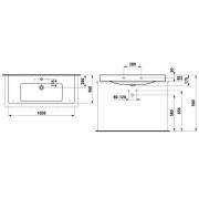 Umyvadlo Laufen Pro S 105x46 cm otvor pro baterii uprostřed H8169660001041. technický nákres 
