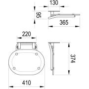 Sprchové sedátko Ravak Ovo Chrome bílá B8F0000028. Technický nákres&nbsp;
