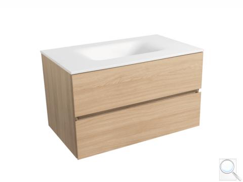 Koupelnová skříňka s umyvadlem bílá mat Naturel Verona 86x51,2x52,5 cm světlé dřevo VERONA86BMSD 