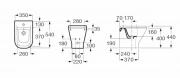 Bidet Roca The Gap stojící, vnitřní přívod A357477000 (technický nákres)