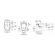 Bidet Roca The Gap stojící, vnitřní přívod A357477000. technický nákres&nbsp;