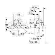 Podomítkové těleso Grohe 33961000. Technický nákres 