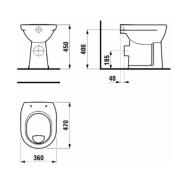WC stojící Jika Lyra Plus zadní odpad H8253860000001. technický nákres 