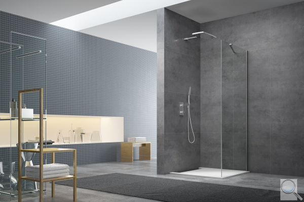 Boční zástěna ke sprchovým dveřím SAT SK chrom lesklý. Dekor transparent