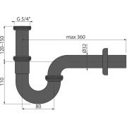 Sifon umyvadlový „U“ DN32 s převlečnou maticí 5/4", černá-mat A4320BLACK. obr. 2 