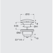 Průtočná zátka Silfra klobouk keramika - bílá PZATKAKB. Technický nákres&nbsp;