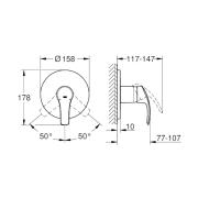 Sprchová baterie Grohe Eurosmart bez podomítkového tělesa chrom 24042002. Technický nákres 