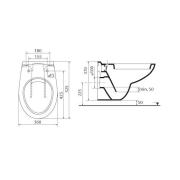 WC závěsné Ideal Standard Eurovit zadní odpad V390601. Technický nákres