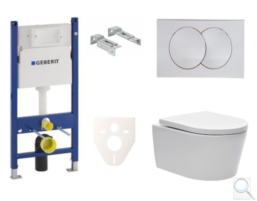 Závěsný WC set Geberit do lehkých stěn / předstěnová montáž+ WC SAT Brevis SIKOGES7W7S. obr. 1