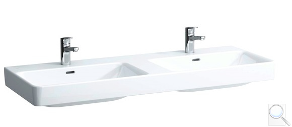 Dvojumyvadlo Laufen Pro S 120x46 cm, 130x46 cm dva otvory pro baterii.