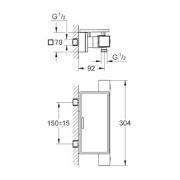 Termostat Grohe Grohtherm Cube s termostatickou baterií 150 mm chrom 34491000. Technický nákres 